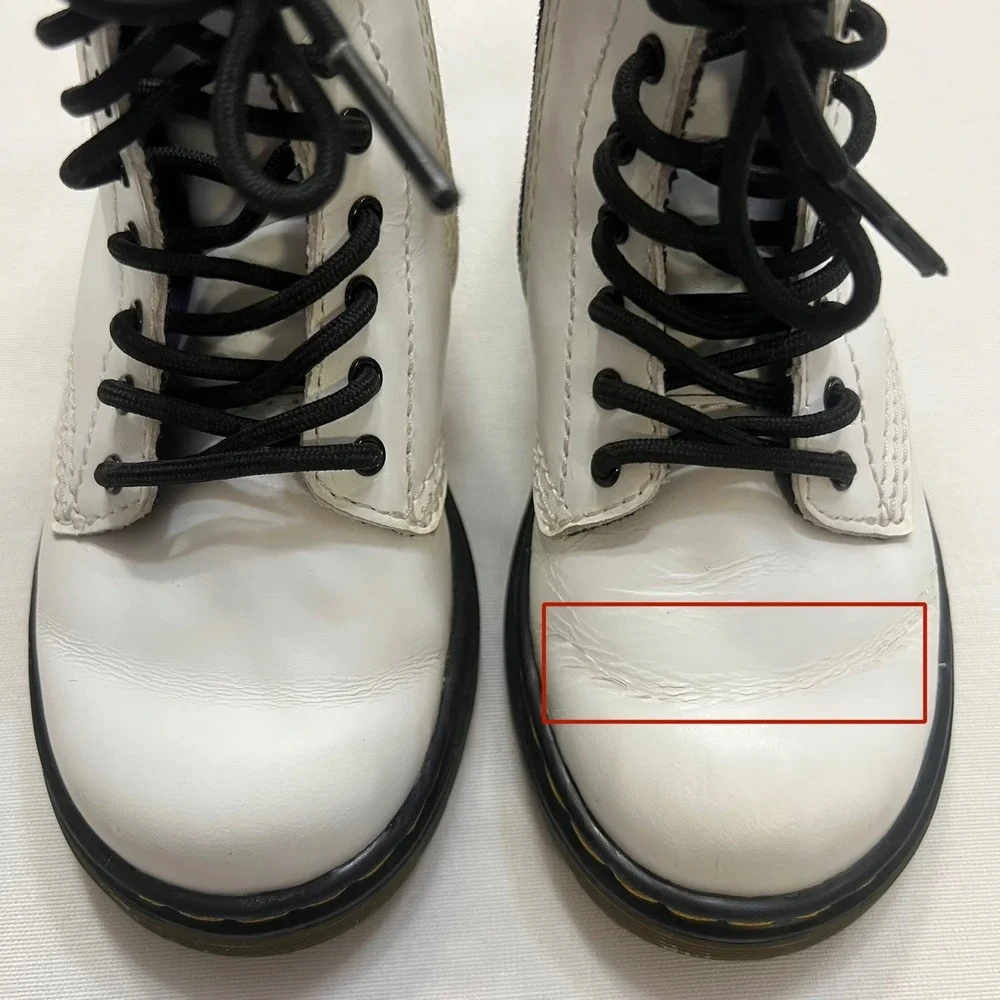 Dr. Martens 1460 AirWair White Leather Side Zip Combat Boots Toddler Size 8
